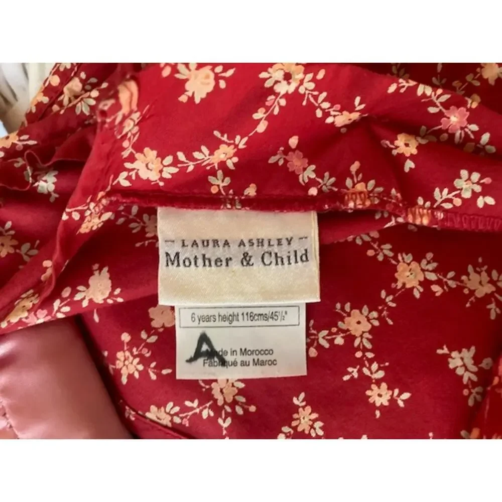 Vintage 90s Laura Ashley Girls Floral Red Dress - 6 Years